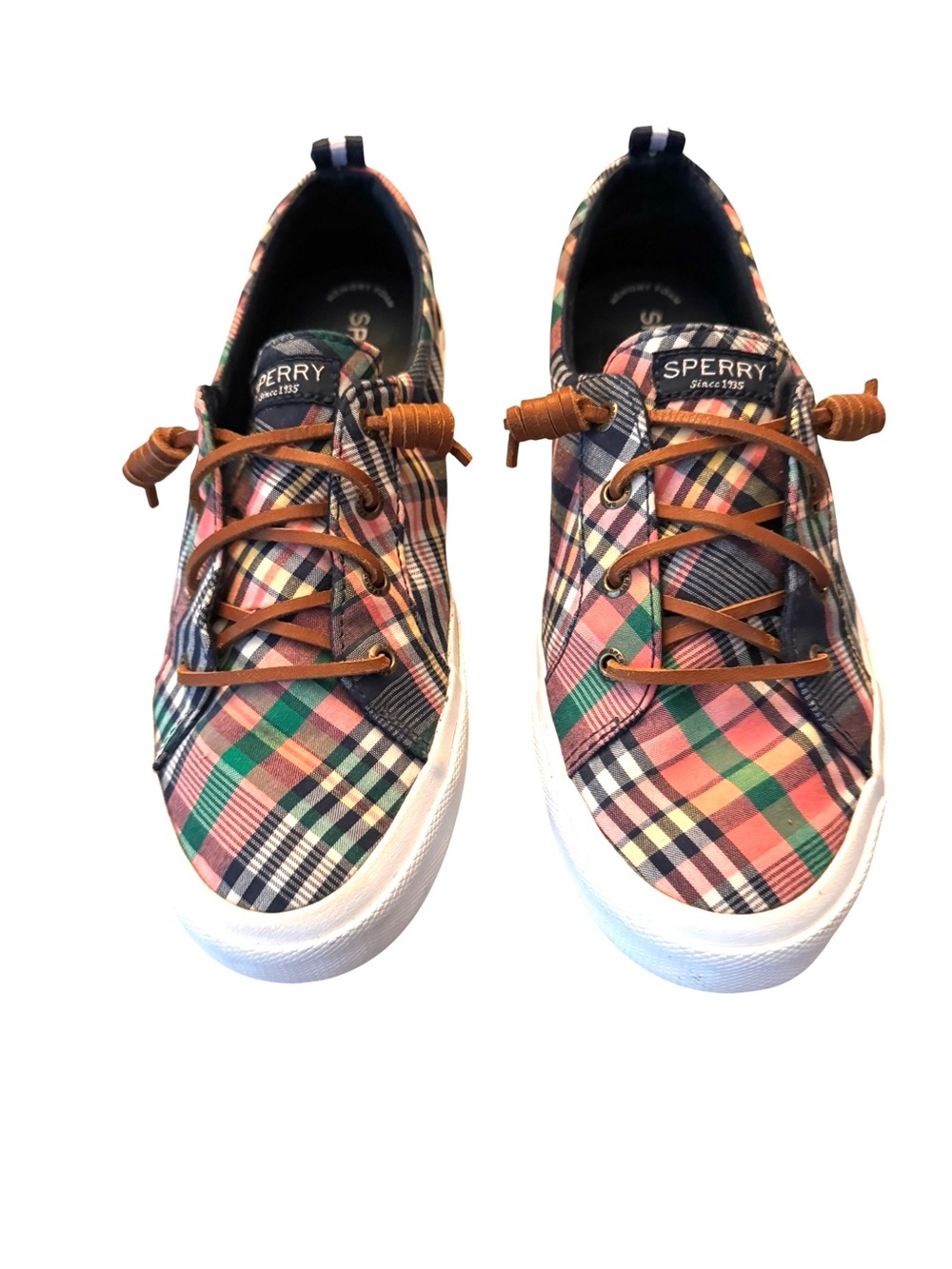 Sperry Crest Vibe Plaid Sneakers, Sz 9, EUC